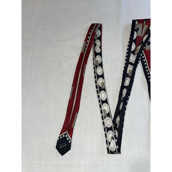 Roffe Dress Tie Mens Size 60" Multicolor Geometric 100% Silk Designer - Picture 6 of 12